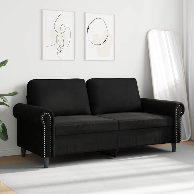 vidaXL - Tweezitsbank - 140 - cm - fluweel - zwart