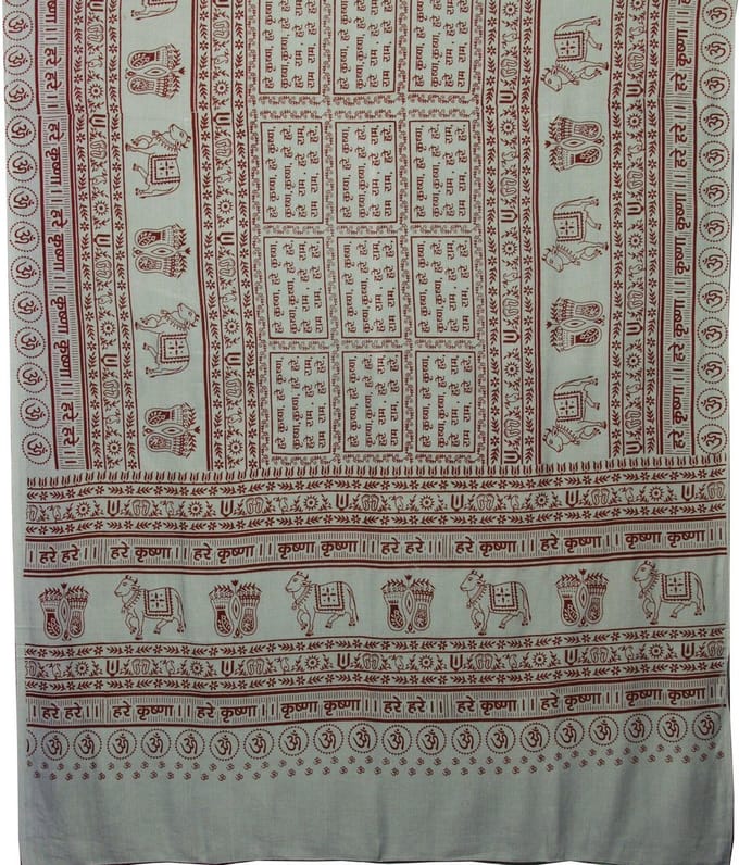 Meditatie omslagdoek met mantra Maha, XL, 220 x 106 cm, grijs
