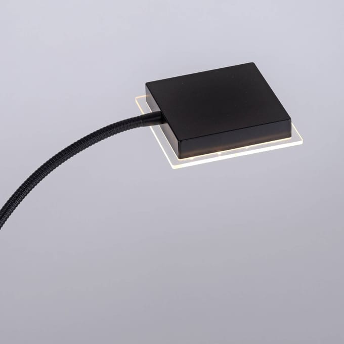 JUST LIGHT. GmbH Hans LED vloerlamp met leeslamp, hoekig, zwart