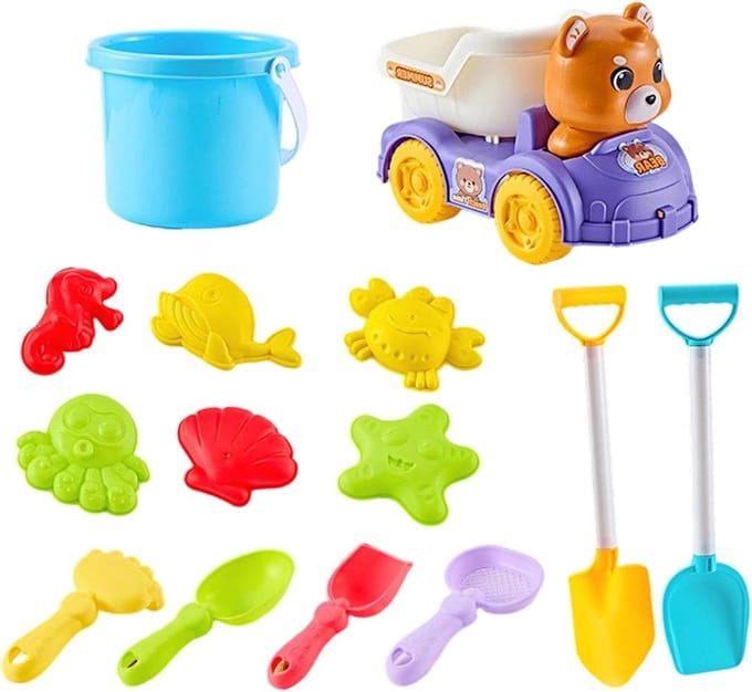 Strandspeelgoed Set - Zandbak Speelgoed - Creatief Spelen - 14 Delig - 29 x 17 x 19 cm - Multicolor