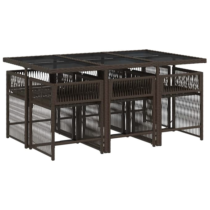 vidaXL - 7-delige - Tuinset - met - kussens - poly - rattan - bruin