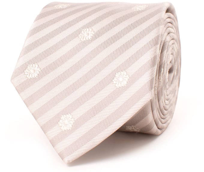 TRESANTI | GREGORIO | Silk tie with a striped and floral pattern | Ivoor wit