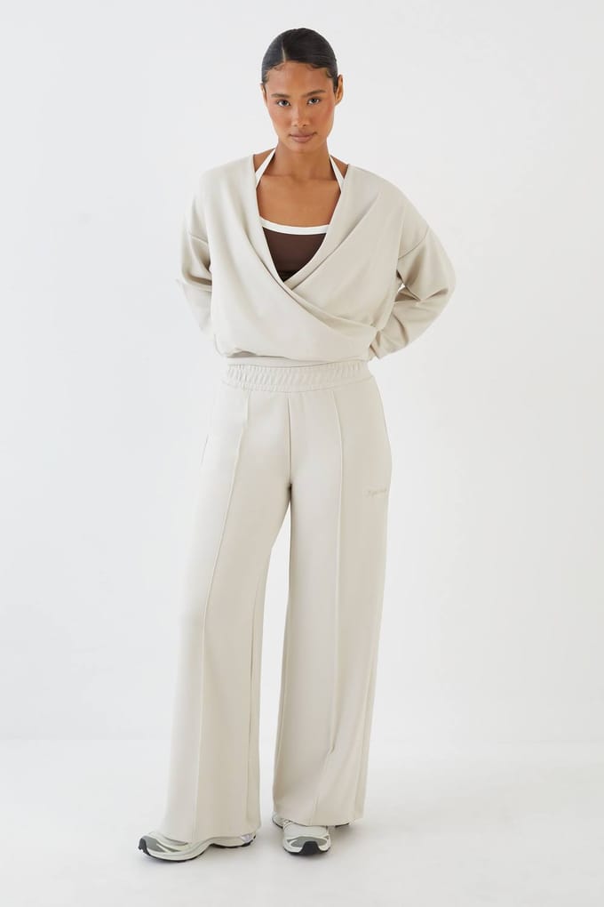 Dames Dsgn Studio Superzachte Wijde Pijpen Broek | Steen | Maat: Medium