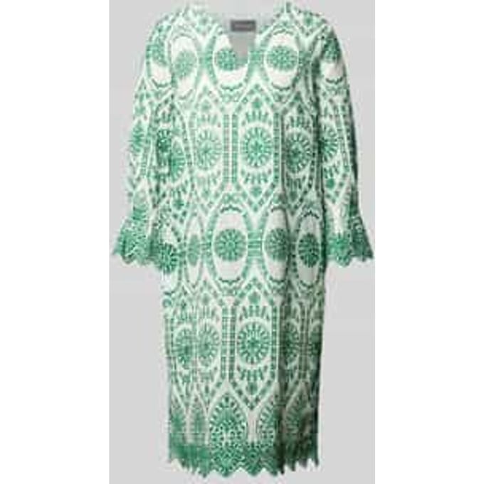 Knielange jurk met broderie anglaise