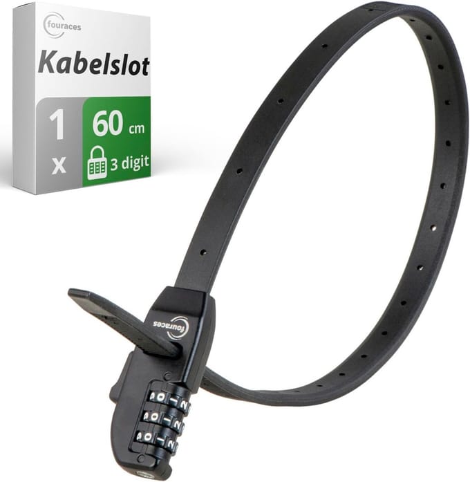 Kabel Lock - Combinatieslot - Fiets Beveiligen - Vrij Instelbaar - 60 cm - Zwart