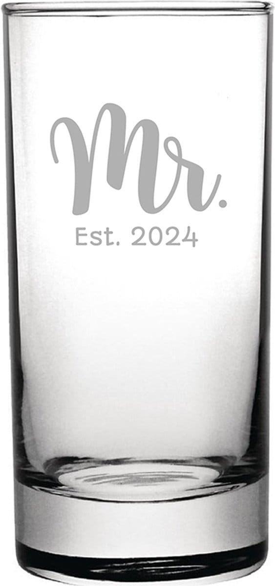 Gegraveerde longdrinkglas 28,5cl Mr. Est. 2024