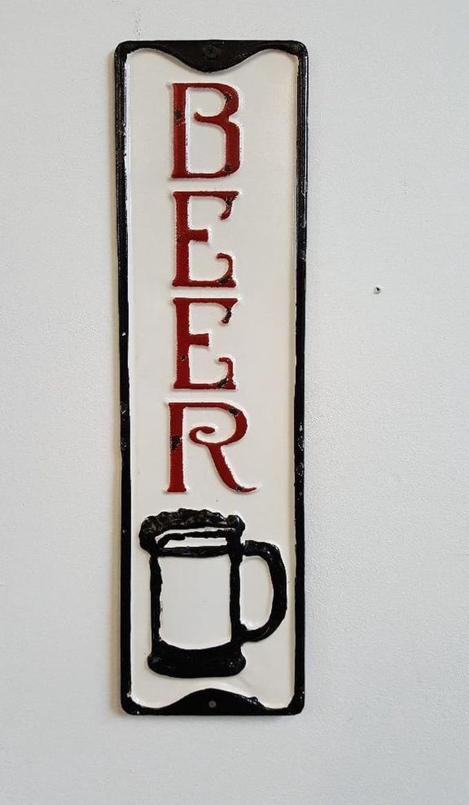 Tekstbord BEER - Rechthoek - Metaal - 13 x 47 cm