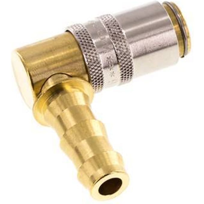 Messing DN 6 Tempereerkoppeling Snelkoppeling 9.5 mm Slangpilaar 90-deg