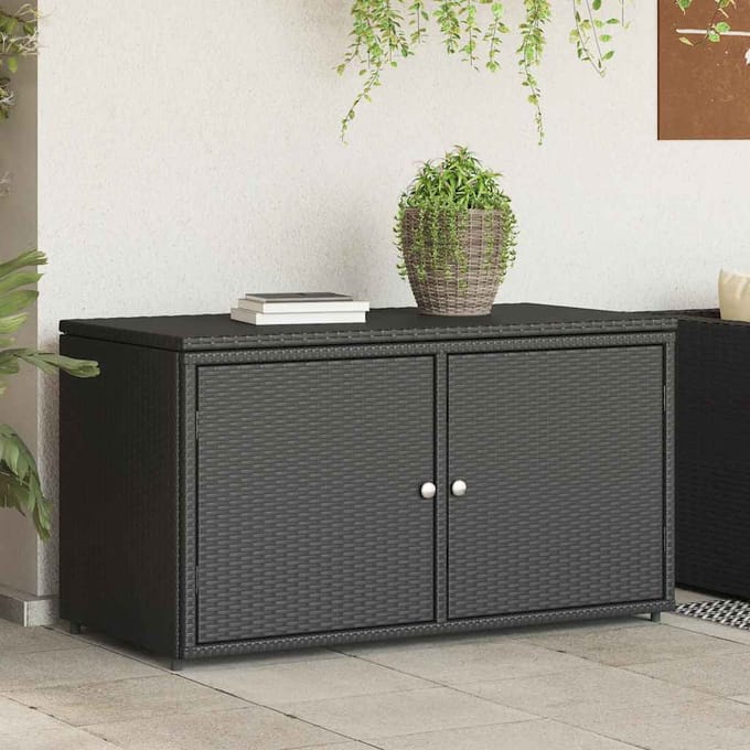 vidaXL Tuinkast 110x55x60,5 cm poly rattan zwart