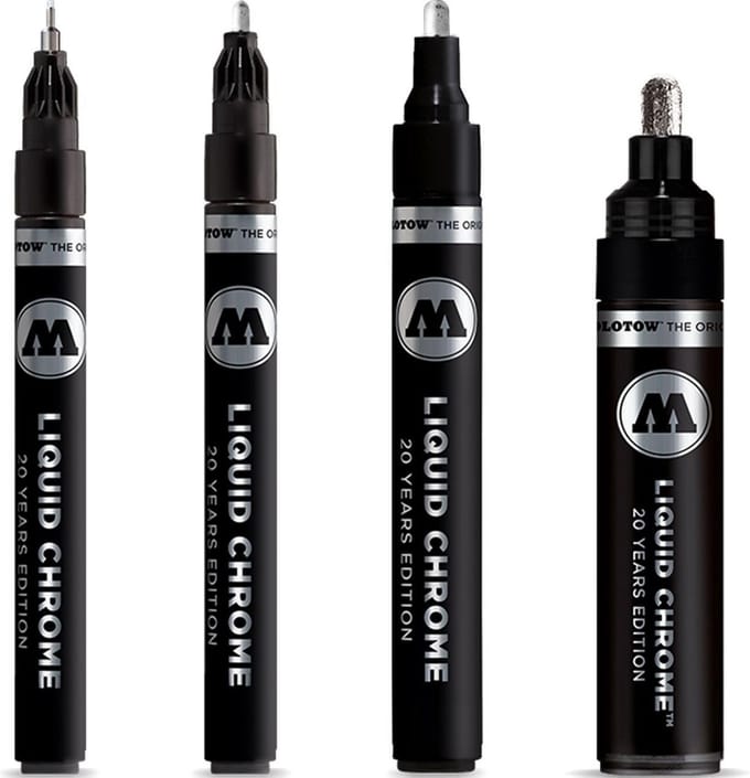 Molotow Liquid Chrome Marker Set - Stift met zilver spiegeleffect - UV-bestendig
