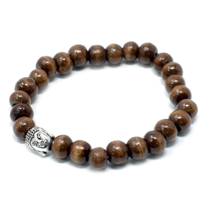 Brown Beads & Buddha Armband - Unisex - Bruine Kralen