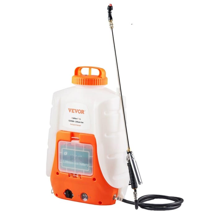 Pulvérisateur à dos sur batterie Réservoir de 4 gallons Pression réglable 0-90 PSI