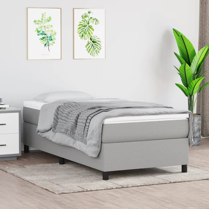 vidaXL - Boxspring - bed - 100x200 - cm - stof - lichtgrijs