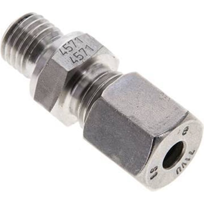 6S & M12x1.5 RVS Rechte Snijringkoppeling Buitendraad 630bar FKM ISO 8434-1