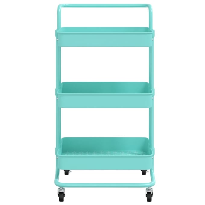 vidaXL - Keukentrolley - 3-laags - 42x35x85 - cm - ijzer - en - ABS - turquoise