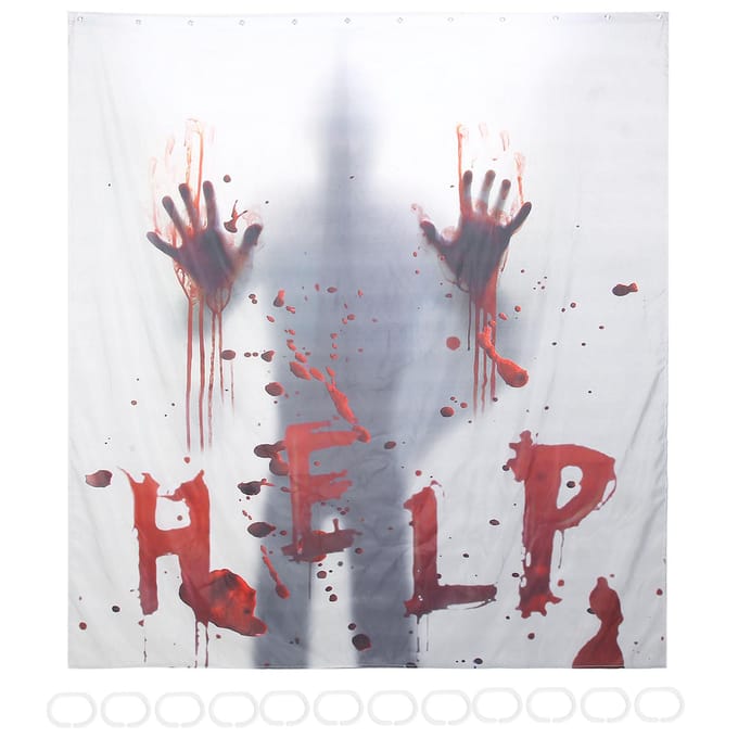 Douchegordijn Halloween Horror Polyestervezel Badgordijnen met Haken Badkameraccessoire gray