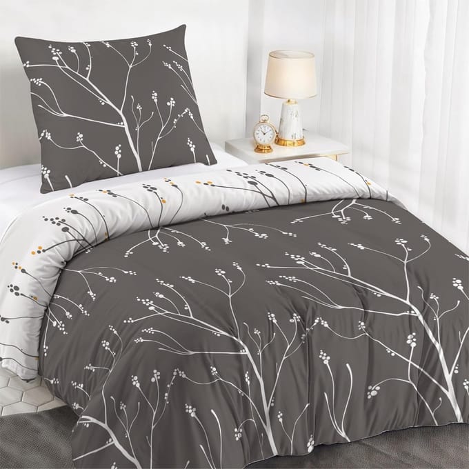 Omgoods - Duvet Cover 140x200 cm met 1 Kussensloop 65x65 cm - Abstract Grijs-Wit Patroon