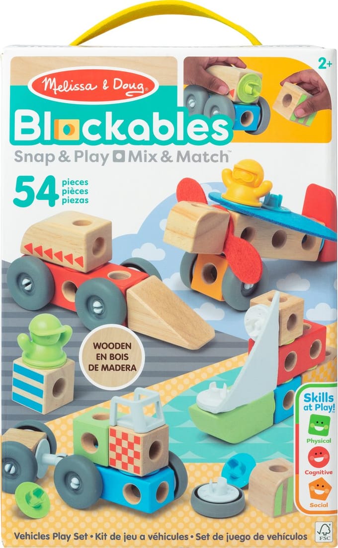 Spinmaster Melissa & Doug - Blockables Vehicles Play Set (54st) Baby- en peuterspeelgoed Badspeelgoed Houten speelgoed