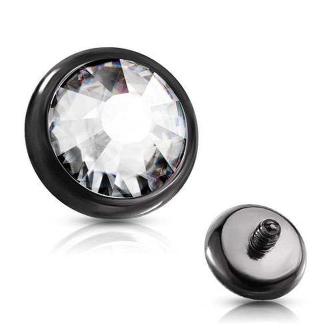 Dermal top steen 1.2 x 3 mm - zwart - LMPiercings