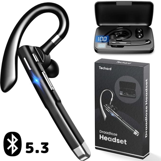 Techard Draadloze Headset Met Microfoon Bluetooth Headset Draadloos Met Noise Canceling Handsfree Bellen Met Bluetooth 5.3 - 2026 Model