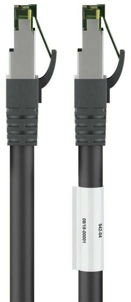 Goobay CAT 8.1 Patchkabel, S/FTP (PiMF), zwart, 99,9% zuurstofvrije koperen geleider (OFC), AWG 24, halogeenvrije kabelmantel (LSZH)
