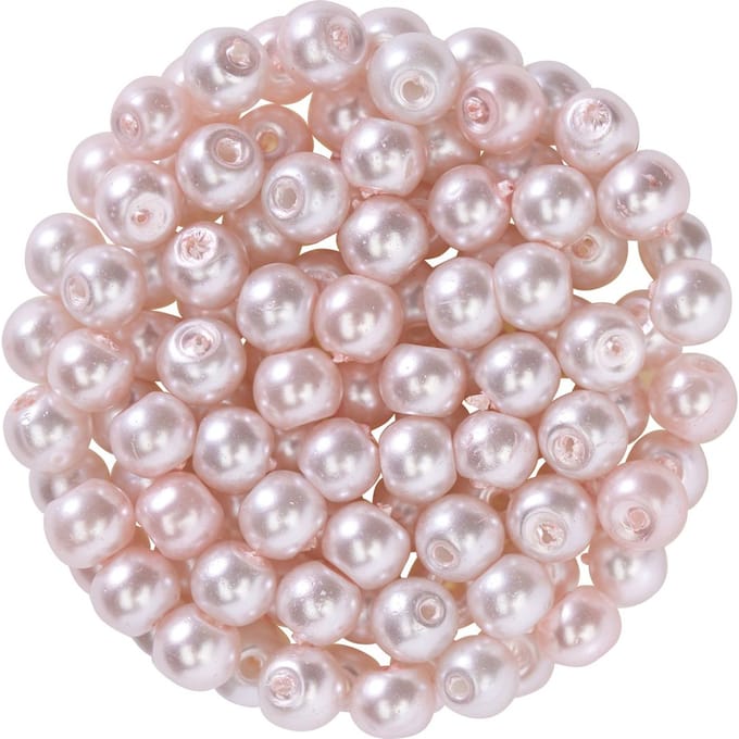 Glasparels, Ø 4 mm, 100 stuks - Lichtroze