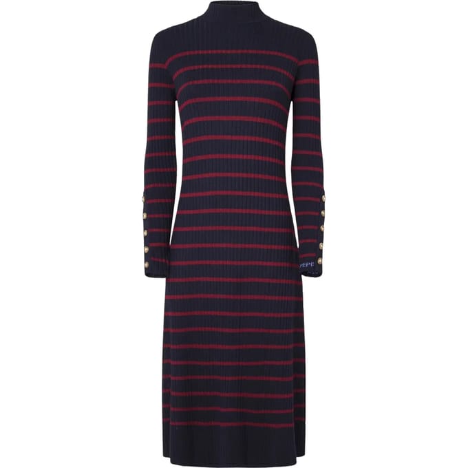 Pepe Jeans Harlem Midi-jurk Met Lange Mouwen Blauw S Vrouw