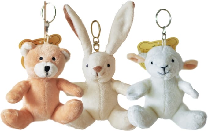 Cute since 1999 - Sleutelhanger Bundel 3 stuks - Beer, Konijn & Lammetje - 10cm