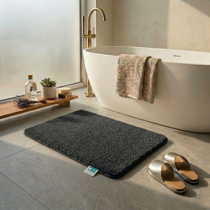 FLOORDIREKT Badmat - Sky Soft - Douchemat - Anti-Slip - Zwart - 60 x 100 cm