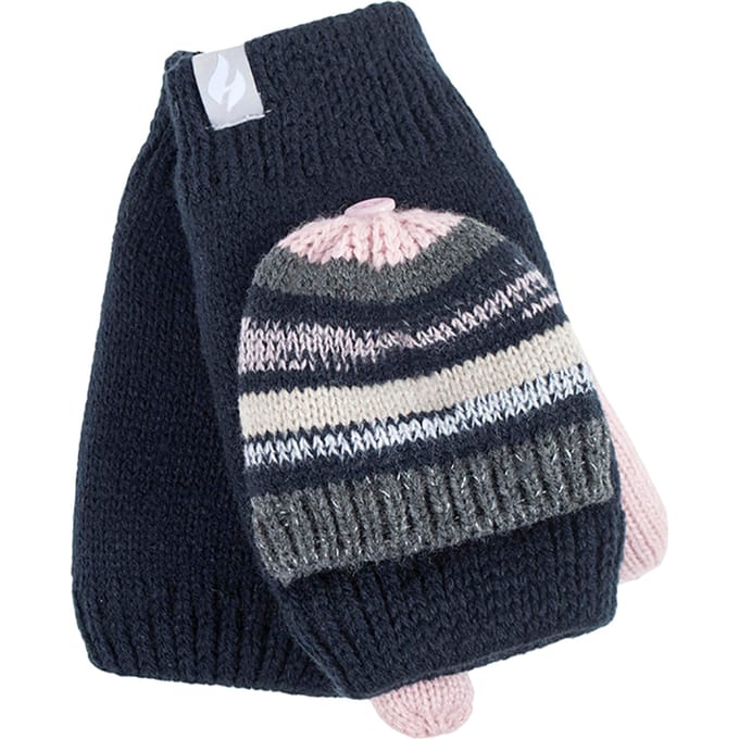 Heat Holders - Thermisch gebreide convertorhandschoen voor dames - Blauw / Roze