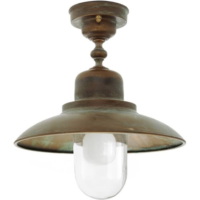 Moretti Luce Buiten plafondlamp Turino, IP44, messing, glas, Ø 30 cm