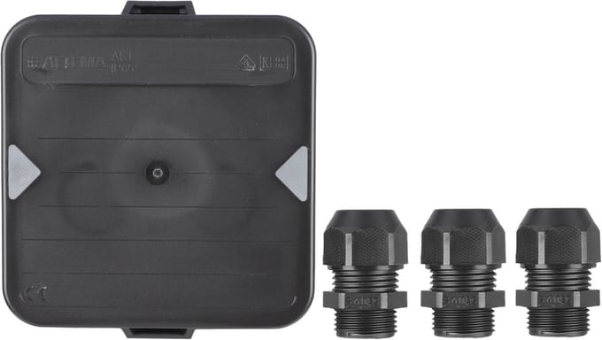 Attema kabeldoos M20 - zwart - 3 wartels - IP65