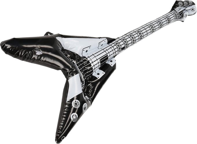Kruger Rock gitaar - opblaasbaar - 100 cm - zwart/wit - verkleed accessoires volwassenen Wit