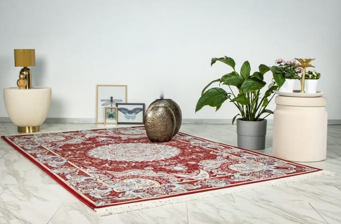 Flycarpets Darius Klassiek Perzisch Design Medaillon Oosters Vloerkleed - Rood - 240x330 cm