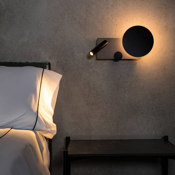 FARO BARCELONA LED wandlamp Klee, grijs, rechteruitvoering