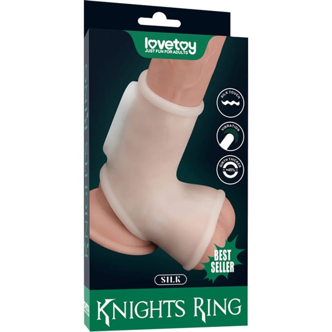 LoveToy - Silk Knights Ring - Vibrerende Penis Sleeve - Wit
