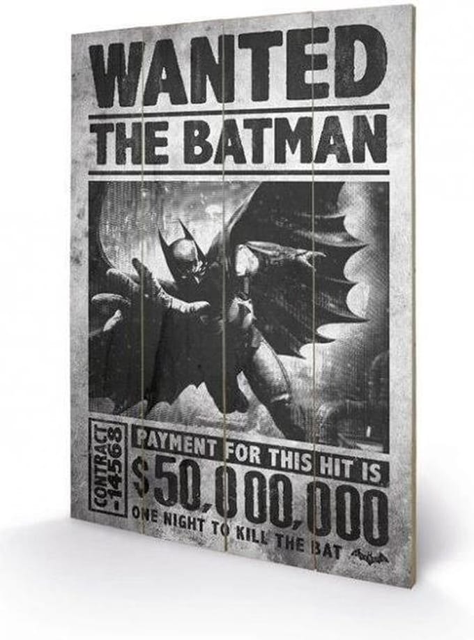 Merchandising BATMAN - Printing on wood 40X59 - Wanted