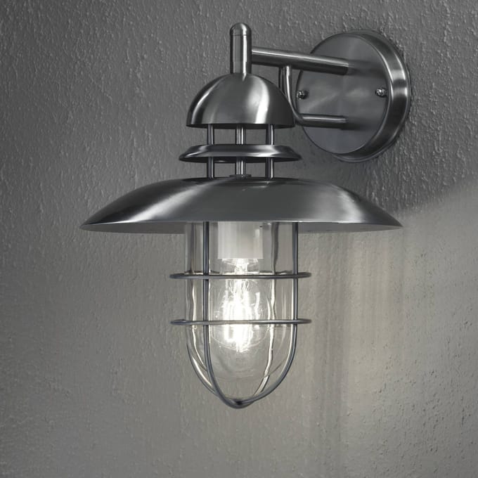 Konstsmide Moderne roestvrijstalen buitenwandlamp SORRENTO