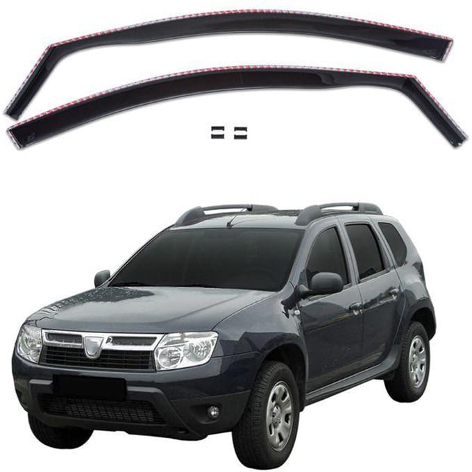 Wind deflectors - SCOUTT - Dacia Duster 2010-2017 - Getinte afwerking - 3 mm UV Acryl - Installatie zonder lijm