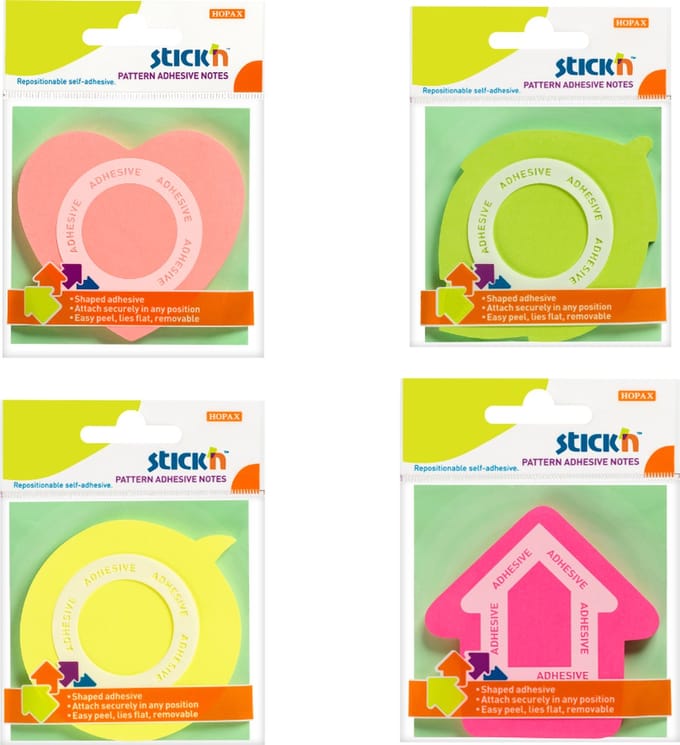Stick'n Notes - Bundel - 200 Sticky Notes- 4 x 50 Memoblaadjes - Geel - Roze - Groen - Licht roze