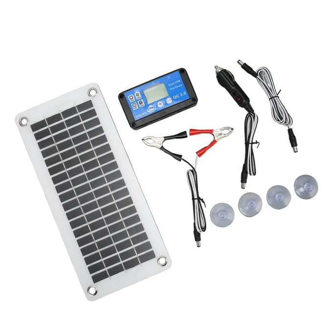 12V 30W Zonnepanelen Kit Draagbare Zonnepaneelmodule met Controller Vaste Zuignap voor gray