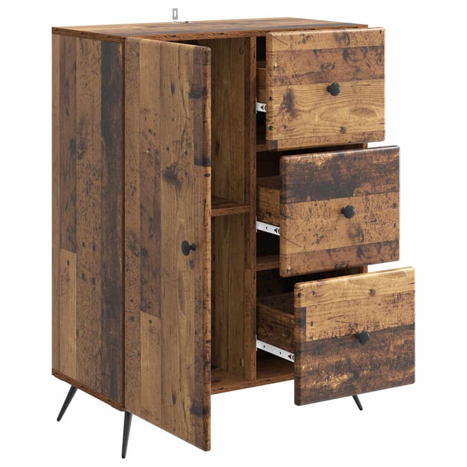 vidaXL - Dressoir - Oud - hout - 66 - x - 34,5 - x - 90 - cm - Bewerkt - hout