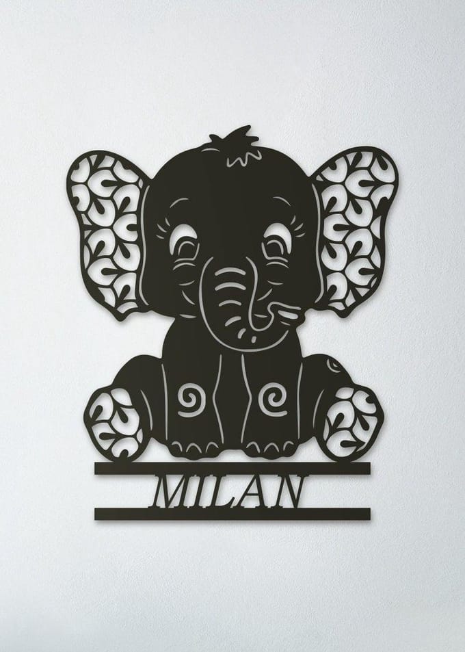 Wanddecoratie kinderen | Baby olifant - M (40x40cm)