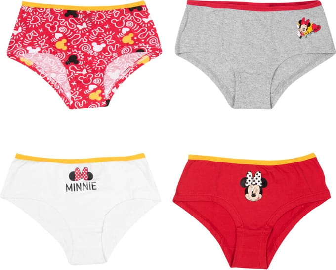 4 Pack Meisjes slips - Minnie Mouse - Mix- Maat 122/128