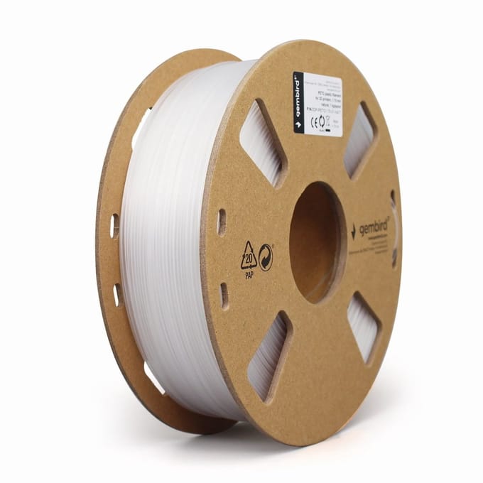 Gembird PETG (PET, PETT) filament - Wit - 1.75mm ø - 1 kg