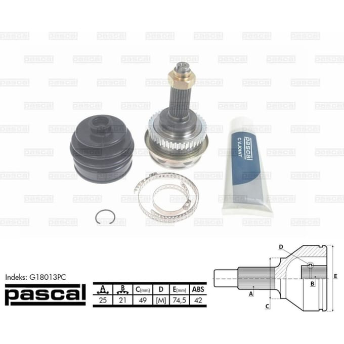 Homokineet reparatie set, aandrijfas PASCAL G18013PC