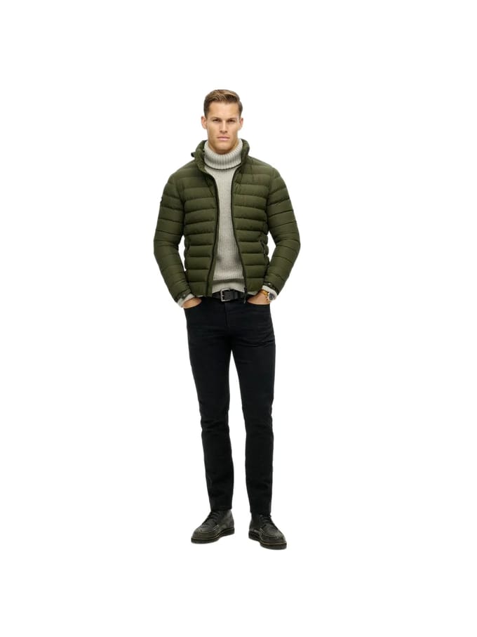 Superdry Fuji Print Padded Jacket Heren Jas - Dark Moss Green - Maat Xl