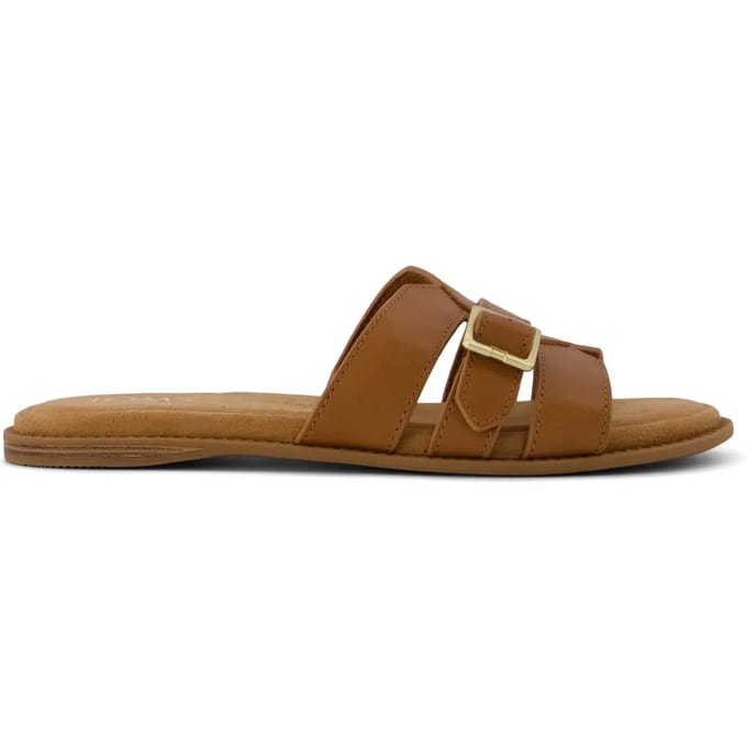 TOMS Sol Leren Dames Sandalen in Bruine Suiker