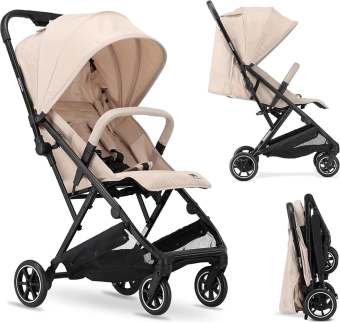 Lichte Kinderwagen - Compacte Buggy - Reizen Met Kinderen - Inklapbaar Met Eén Hand - 75x45x100cm - Taupe