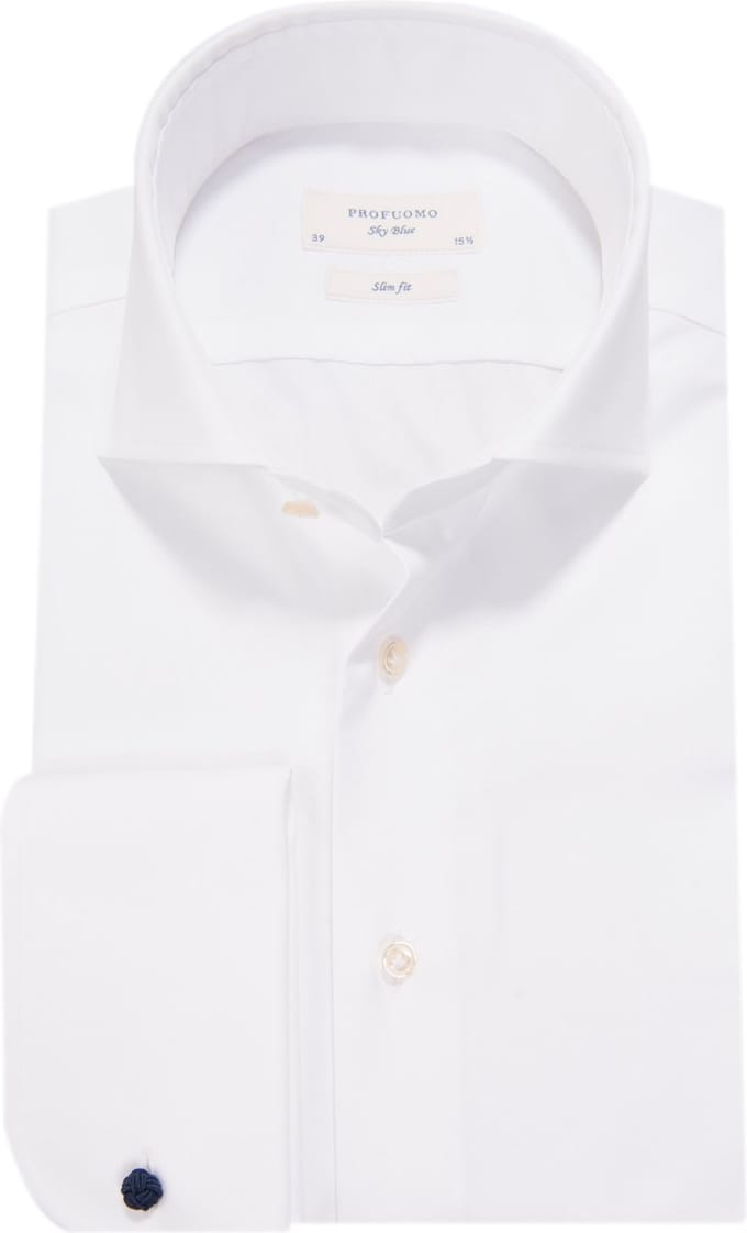 Profuomo - SkyBlue Slim Fit DubbelManchet - 41 - Heren - Slim-fit
